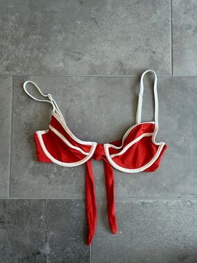 We Wore What Red and White Underwire Bikini Top